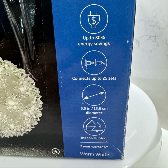 GE 5.5” Hanging Super Sphere Light Display with Twinkling Warm White LED Lights - Picture 9 of 10